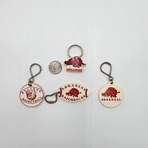 Vintage Lot Of 3 Arkansas Razorbacks Football Keychains 1 Springdale Bulldogs
